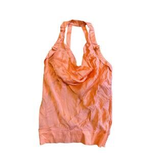 NWT Bebe Vintage Y2K Orange Cowl Neck Silk Top w/Gold Rings S